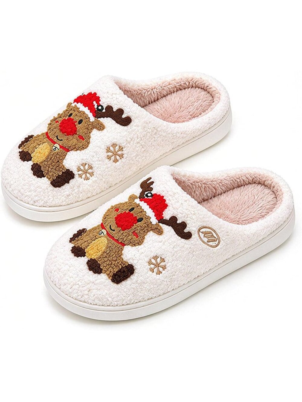 🎄Unisex White Elk Memory Foam Fuzzy Non-Slip Cozy Plush Halloween Slippers